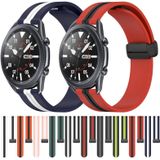 Voor Samsung Galaxy Watch3 45 mm 22 mm opvouwbare magnetische sluiting siliconen horlogeband (roze + wit)