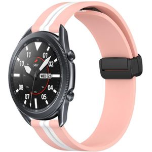 Voor Samsung Galaxy Watch3 45 mm 22 mm opvouwbare magnetische sluiting siliconen horlogeband (roze + wit)