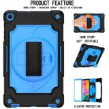 Voor Samsung Galaxy Tab A 10.1 (2019)/T515 360 Graden Rotatie Draaitafel Contrast Kleur Robot Schokbestendig Siliconen + PC Beschermhoes met Houder (Zwart + Blauw)