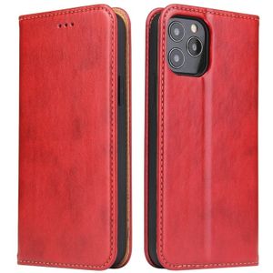Voor iPhone 12 Pro Fierre Shann PU Genuine Leather Texture Horizontale Flip Lederen case met Holder &amp; Card Slots &amp; Wallet(Rood)