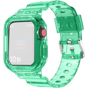 Gletsjer Transparante TPU Geïntegreerde vervangingsriem Watchband voor Apple Watch Series 7 45 mm (transparant groen)