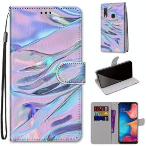 Voor Samsung Galaxy A20e Coloured Drawing Cross Texture Horizontale Flip PU Lederen case met Holder &amp; Card Slots &amp; Wallet &amp; Lanyard (Fluorescerend waterpatroon)