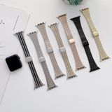 Small Taille Drie lijnen Staalvervanging Strap horlogeband voor Apple Watch Series 6 &amp; SE &amp; 5 &amp; 4 44mm / 3 &amp; 2 &amp; 1 42mm (Silver Rose Gold)