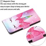 Voor iPhone SE (2020)/ 7 / 8 geschilderd patroon horizontale flip Leathe case (unicorn)