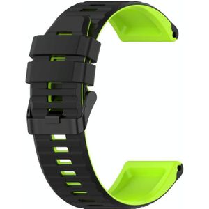 Voor Garmin Forerunner 945 22mm Silicone Mixing Color Watch Strap (Zwart + Groen)