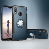 Voor Huawei P20 Lite Magnetische 360 Graden Rotatie Ring Armor Beschermhoes Back Cover Case (Donkerblauw)