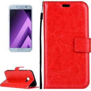 Voor de Galaxy A5 (2017) / A520 Crazy Horse textuur horizontaal flip PU lederen draagtas met houder &amp; kaartsleuven &amp; portemonnee &amp; fotolijstjes &amp; Lanyard &amp; magnetische sluiting (rood)