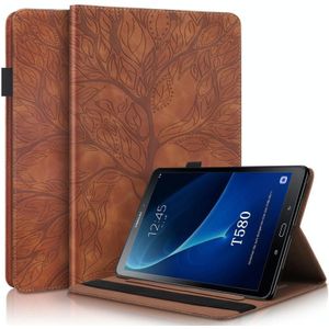 Voor Samsung Galaxy Tab A 10.1 (2016) T580/T585 Life Tree Series Horizontale Flip Lederen case met Holder &amp; Card Slots &amp; Pen Slot(Bruin)