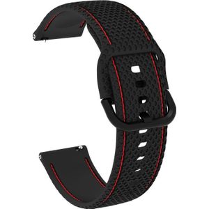 20mm voor Samsung Galaxy Watch Active 2 Two-Color Stitching Silicone Vervanging Strap Horlogeband (Zwart + Rode Lijn)