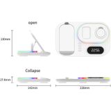 A06 3 in 1 Wireless Charger Fast Charging RGB Atmosphere Light with Clock For Smart Phone &amp; iWatch &amp; AirPods(White)