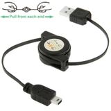 USB 1.1 to Mini 5 Pin USB uittrekbare  Data &amp; Lader Kabel voor Motorola V3 / mobiele telefoon / MP3 / MP4 / Digital Camera / GPS  Lengte: 10cm (Can be Extended to 80cm)  zwart(zwart)