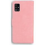 Voor Samsung Galaxy A51 5G Huid Feel Pure Color Flip Leather Telefoon Case (Pink)
