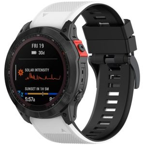 Voor Garmin Fenix 7X Tweekleurige siliconen horlogeband (wit zwart)