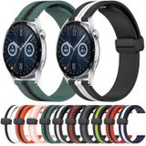 Voor Huawei Watch GT3 42 mm 20 mm opvouwbare magnetische sluiting siliconen horlogeband (roze + wit)