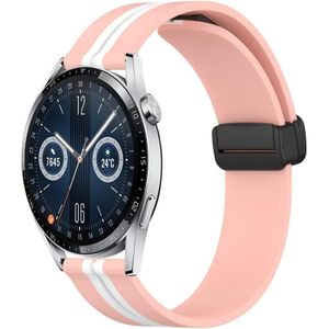 Voor Huawei Watch GT3 42 mm 20 mm opvouwbare magnetische sluiting siliconen horlogeband (roze + wit)