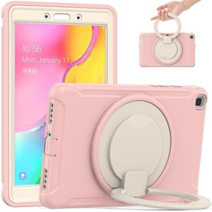 Shockproof TPU + PC Protective Case with 360 Degree Rotation Foldable Handle Grip Holder &amp; Pen Slot For Samsung Galaxy Tab A 8.0 2019 T290(Cherry Blossoms Pink)