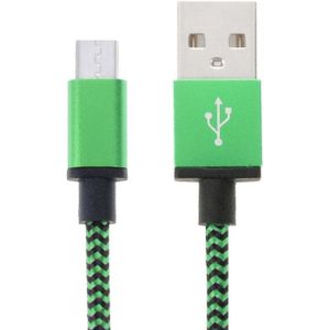 2m Geweven stijl Micro USB to USB 2.0 Data / Lader Kabel  Voor Samsung Galaxy S6 / S5 / S IV / Note 5 / Note 5 Edge  HTC  Sony  Lengte: 2m(groen)