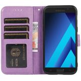 Voor Samsung Galaxy A5  Huid Feel In reliëf gemaakte zonnebloem Horizontale Flip Leren Case met Houder &amp; Card Slots &amp; Wallet &amp; Lanyard (Purple)