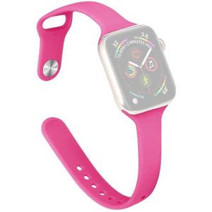 Slimming Silicone Replacement Watchband For Apple Watch Series 7 41mm / 6&amp;SE&amp;5&amp;4 40mm / 3&amp;2&amp;1 38mm(Barbie Pink)