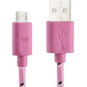 Geweven Nylon stijl micro 5 pin USB data transfer / laad kabel voor samsung galaxy s iv / i9500 / s iii / i9300 / note ii / n7100 / nokia / htc / blackberry / sony  lengte: 1 meter (roze)