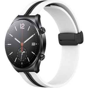 Voor Xiaomi MI Watch S1 22 mm opvouwbare magnetische sluiting siliconen horlogeband (wit + zwart)