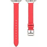 Single Circle 14mm Screw Style Leather Replacement Strap Watchband For Apple Watch Series 6 &amp; SE &amp; 5 &amp; 4 44mm / 3 &amp; 2 &amp; 1 42mm(Red)