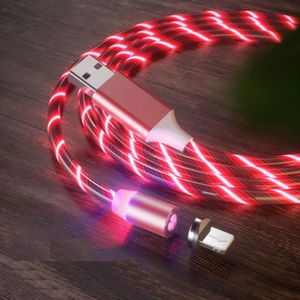USB naar 8 Pin Magnetische Zuiging Kleurrijke Streamer Mobiele Telefoon Oplaadkabel  Lengte: 1m (Rood licht)