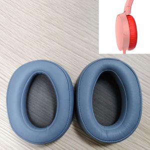 2 stuks voor Sony MDR-100ABN WI-H900N oortelefoon kussen cover earmuffs vervangende oorkussens met mesh (blauw)