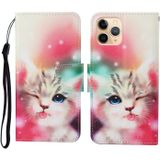 Voor iPhone 11 Pro geschilderd patroon horizontale flip Leathe case (cat)