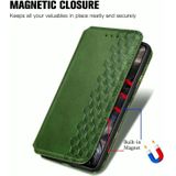 Voor One Plus Nord Cubic Grid Geperst horizontal flip magnetische PU lederen case met houder &amp; kaartslots &amp; portemonnee(groen)