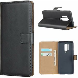 Voor One Plus 8 Pro lederen horizontale flip holster met magnetische sluiting en beugel en kaartsleuf en portemonnee (zwart)