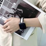 Knitting Leather Edge Sealing D-Type Strap For Apple Watch Series 7 45mm / 6&amp;SE&amp;5&amp;4 44mm / 3&amp;2&amp;1 42mm(White+Black)