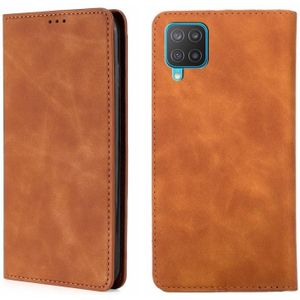 Voor Samsung Galaxy M12/F12 Skin Feel Magnetic Horizontal Flip Leather Phone Case
