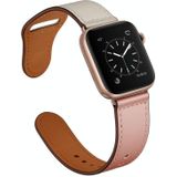 Lederen vervangende horlogeband voor Apple Watch Series 7 45 mm / 6 &amp; SE &amp; 5 &amp; 4 44mm / 3 &amp; 2 &amp; 1 42mm (Pink Beige Stitch Pattern)