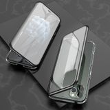 Voor iPhone 11 Pro Ultra Slim Double Sides Magnetic Adsorption Angular Frame Tempered Glass Magnet Flip Case(Zwart)
