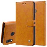 Business stijl olie Wax textuur horizontale Flip lederen case voor Galaxy A30  met houder &amp; kaartsleuven &amp; portemonnee (bruin)