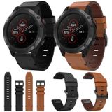 Voor Garmin Fenix 5X Plus 26mm lederen stalen gesp horlogeband