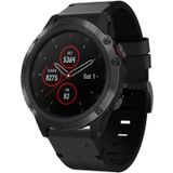 Voor Garmin Fenix 5X Plus 26mm lederen stalen gesp horlogeband