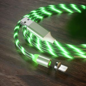 USB naar 8 Pin Magnetische Zuiging Kleurrijke Streamer Mobiele Telefoon Oplaadkabel  Lengte: 1m (Groen licht)