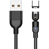 1m 2A Output USB naar USB-C / Type-C Nylon Gevlochten Roteren Magnetische Oplaadkabel (Zwart)