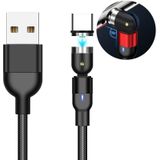 1m 2A Output USB naar USB-C / Type-C Nylon Gevlochten Roteren Magnetische Oplaadkabel (Zwart)