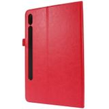 Voor Samsung Galaxy Tab S7 T870 2-opvouwbare business horizontale flip pu lederen hoes met kaartslots &amp; houder(rood)