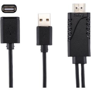 CA04F USB 2.0 mannetje + USB 2.0 vrouwtje naar HDMI 1.4 HDTV AV Adapter Kabel voor iPhone / iPad  ondersteunt iOS 7.0 en hoger (zwart)