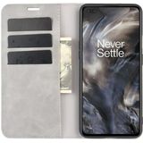 Voor OnePlus Nord Retro-skin Business Magnetic Suction Leather Case met Holder &amp; Card Slots &amp; Wallet(Grey)