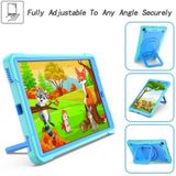 Voor Samsung Galaxy Tab A10.1 (2019) T510 Contrast Color Shockproof Robot Silicone + PC Case with Wristband Holder (Mint Green + Blue)