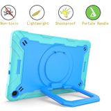 Voor Samsung Galaxy Tab A10.1 (2019) T510 Contrast Color Shockproof Robot Silicone + PC Case with Wristband Holder (Mint Green + Blue)