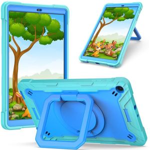 Voor Samsung Galaxy Tab A10.1 (2019) T510 Contrast Color Shockproof Robot Silicone + PC Case with Wristband Holder (Mint Green + Blue)