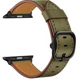 Lederen vervangende band horlogeband voor Apple Watch Series 7 45 mm / 6 &amp; SE &amp; 5 &amp; 4 44mm / 3 &amp; 2 &amp; 1 42mm (Legergroen Frosted)
