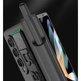 Voor Samsung Galaxy Z Fold4 GKK Geïntegreerde Magnetische Opvouwbare Scharnier Telefoon Case met Polsband &amp; Penhouder (Groen)
