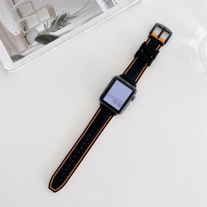 Tweekleurige Siliconen Hydraulische Gesp Vervanging Strap Horlogeband voor Apple Watch Series 7 41mm / 6 &amp; SE &amp; 5 &amp; 4 40mm / 3 &amp; 2 &amp; 1 38mm (zwart oranje)